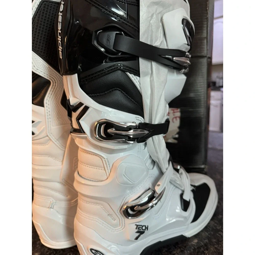 Alpinestars Tech 7 Motocross Boots Mens 11‎ White Black Dirt Bike Off-Road NEW